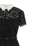 the self-portrait black lace contrast collar midi dress is constructed