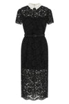 the self-portrait black lace contrast collar midi dress is constructed