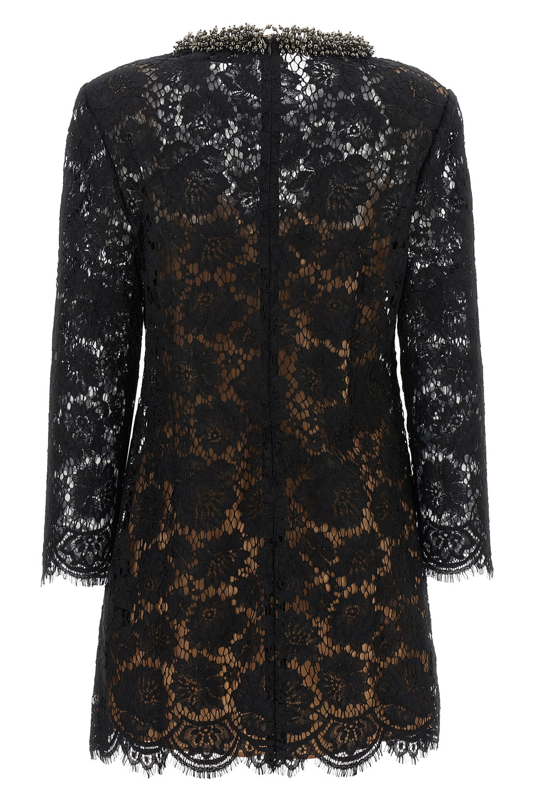 SELF PORTRAIT 6 the self-portrait mini dress is built through a complex black floral lace workma