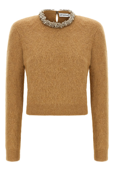 the self-portrait crewneck sweater redefines everyday elegance through a clever