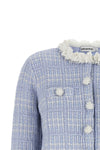 the self-portrait cropped jacket is made of a fine structured cotton and wool bl