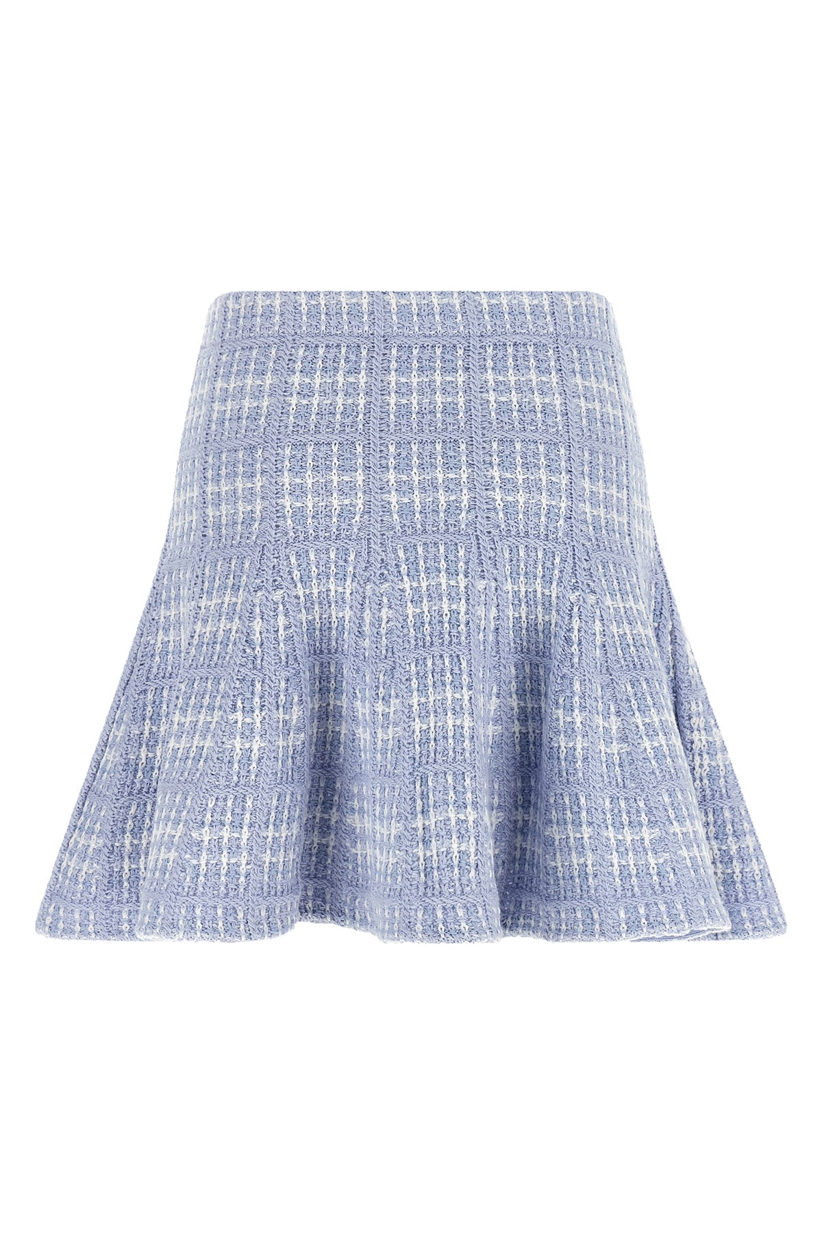 the self-portrait mini skirt features a flared pattern through rigorous structur