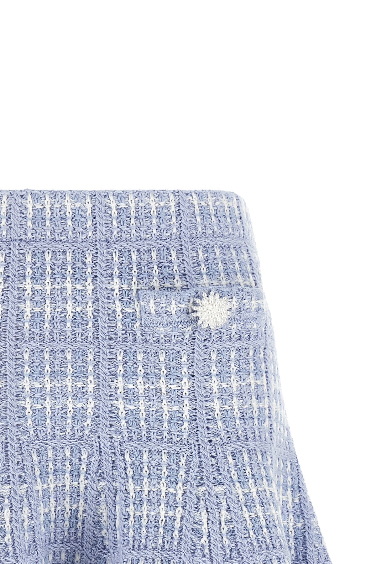 the self-portrait mini skirt features a flared pattern through rigorous structur