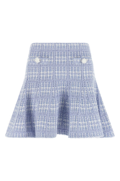 the self-portrait mini skirt features a flared pattern through rigorous structur