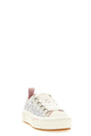 metallic stars court low craquelé leather and nylon sneakers