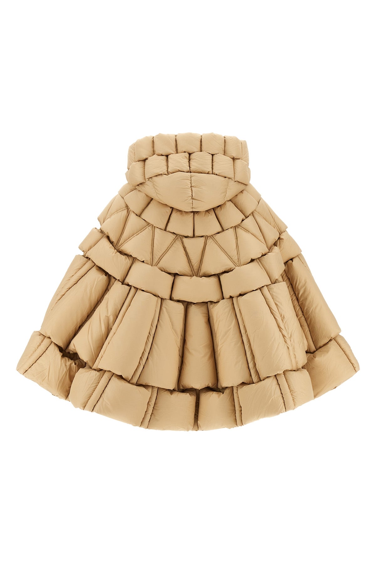 the raxxy cape redefines the volumes of outerwear through a complex three-dimens