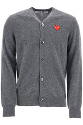 cardigan unisex in lana grigio con logo cuore