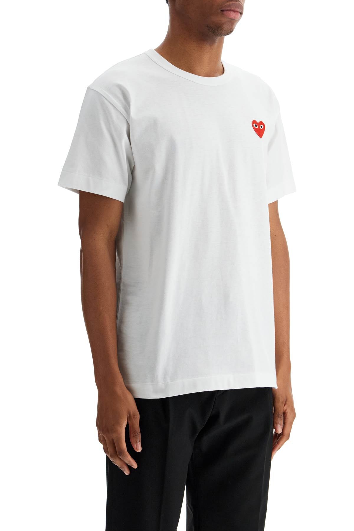 t-shirt cotone bianco con logo cuore rosso unisex