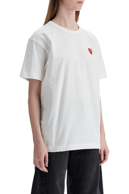 t-shirt cotone bianco con logo cuore rosso unisex