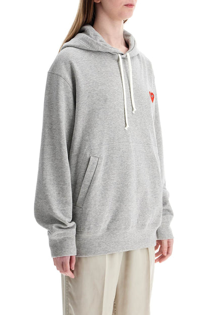 unisex light grey cotton hoodie with red heart