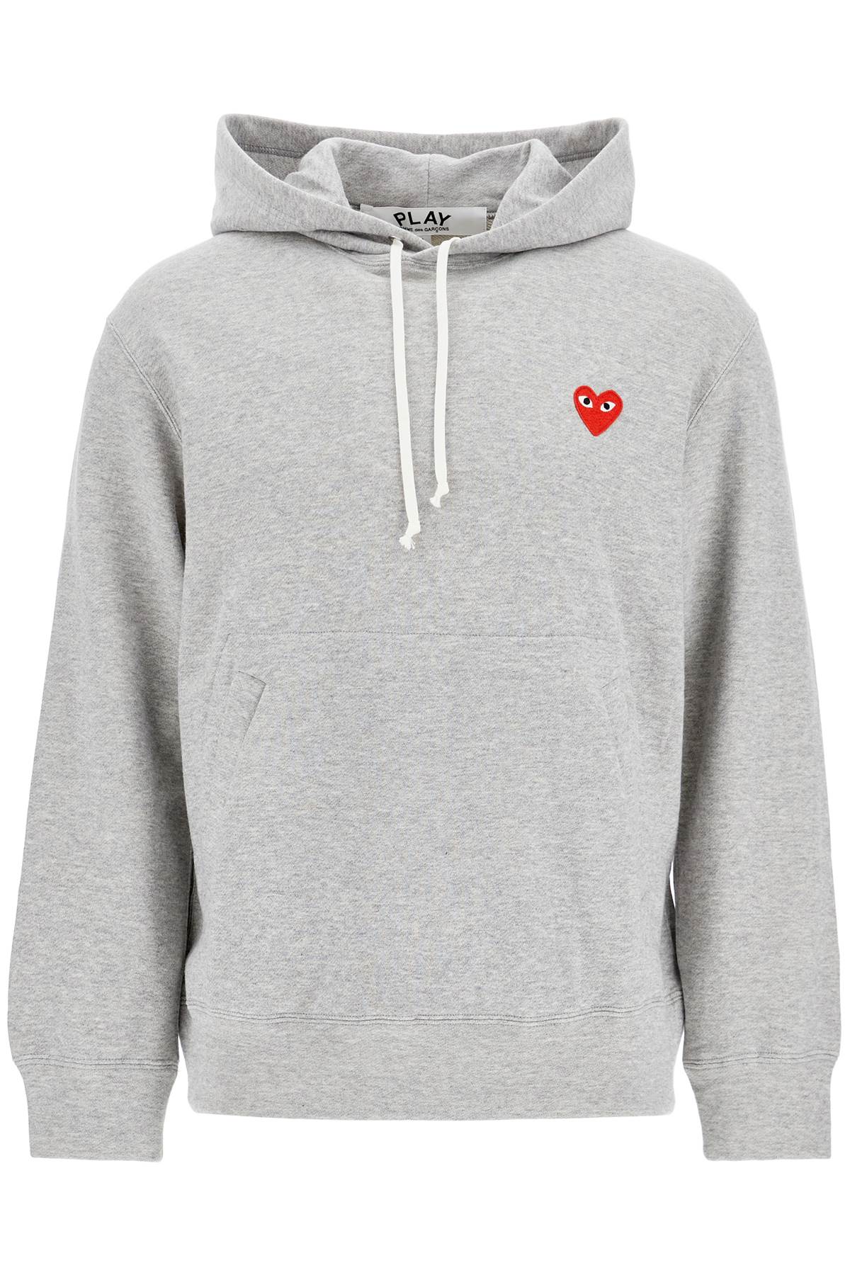 unisex light grey cotton hoodie with red heart