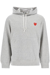 unisex light grey cotton hoodie with red heart