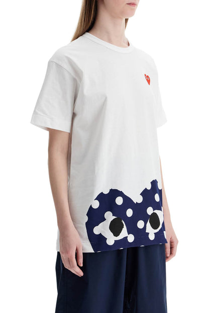 t-shirt in cotone bianco con cuore rosso unisex