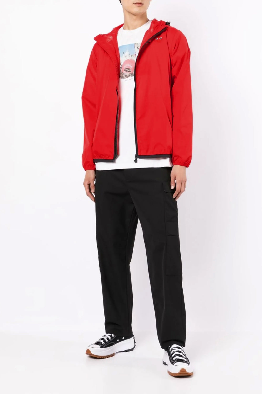 COMME DES GARÇONS PLAY L comme des garçons play x k-way waterproof fabric hooded jacket