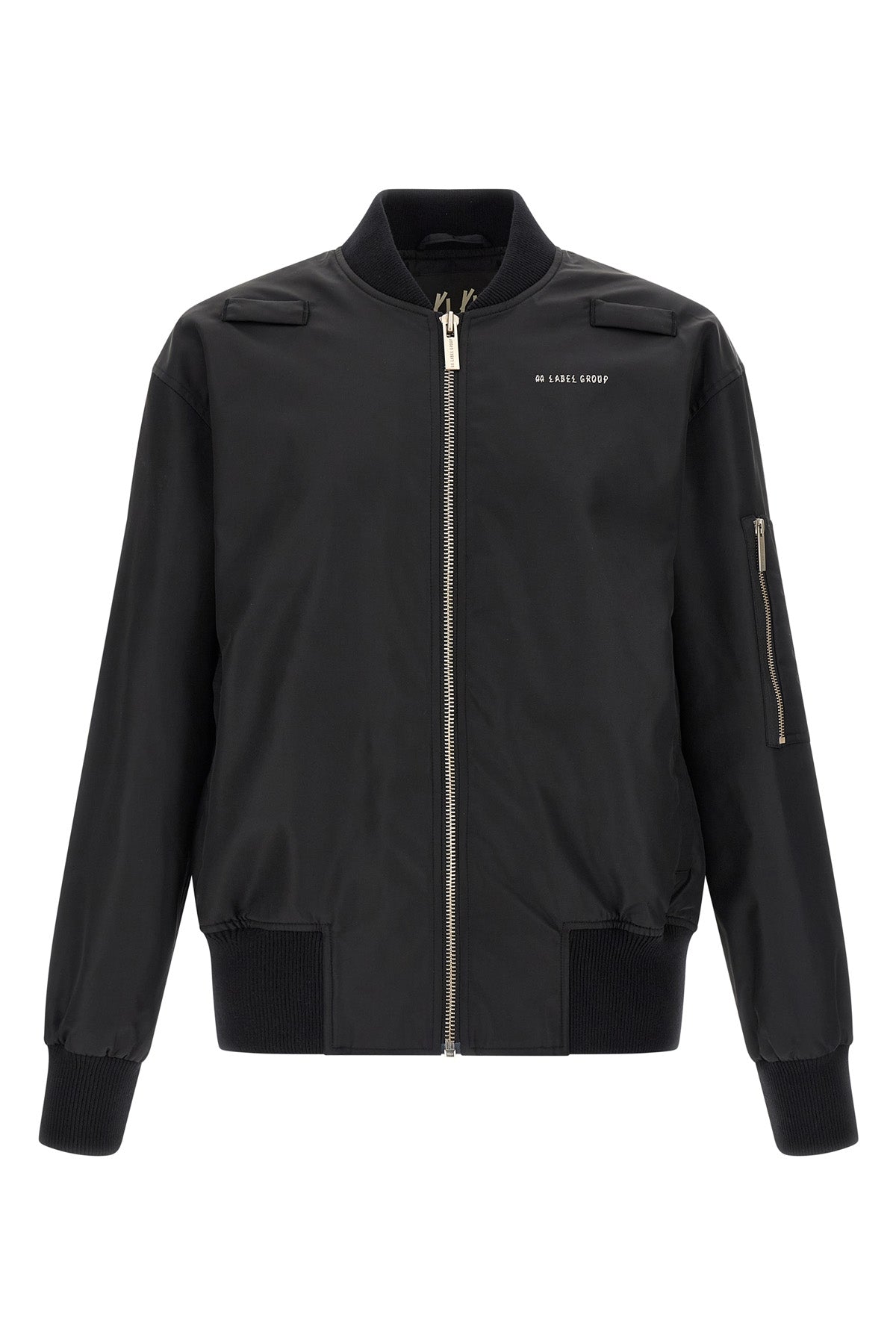 outer bomber jacket in satin-effect technical fabric
