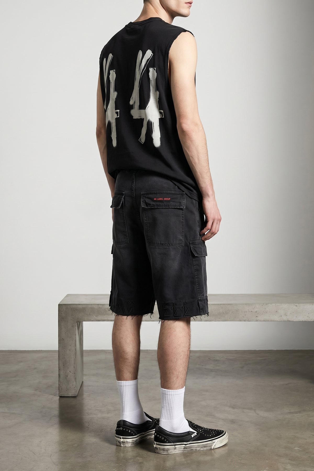 cargo short () cargo bermuda shorts in used-effect garment-dyed cotton denim