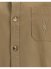 SAINT LAURENT L cassandre overshirt in cotton and linen gabardine