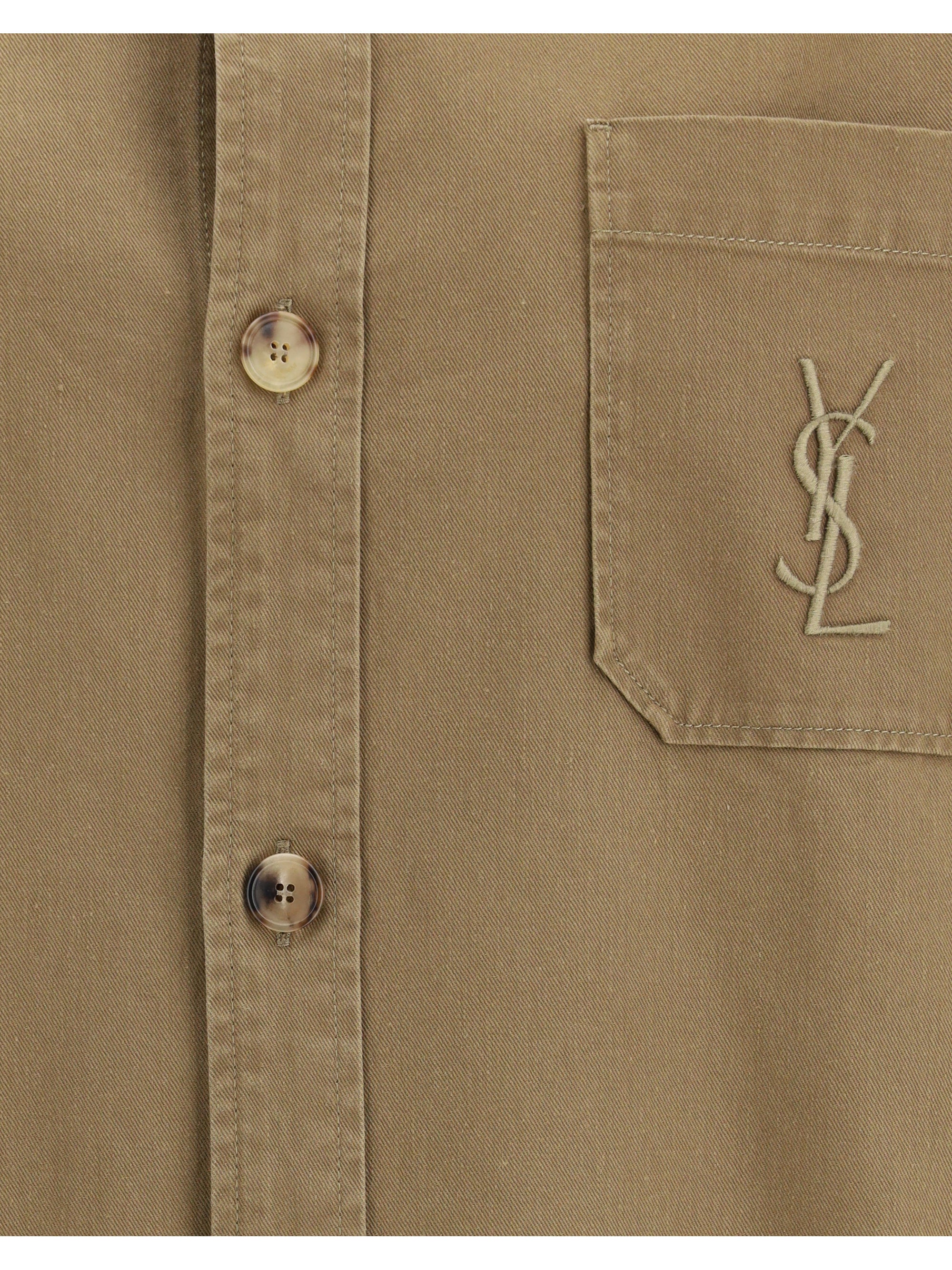 SAINT LAURENT L cassandre overshirt in cotton and linen gabardine