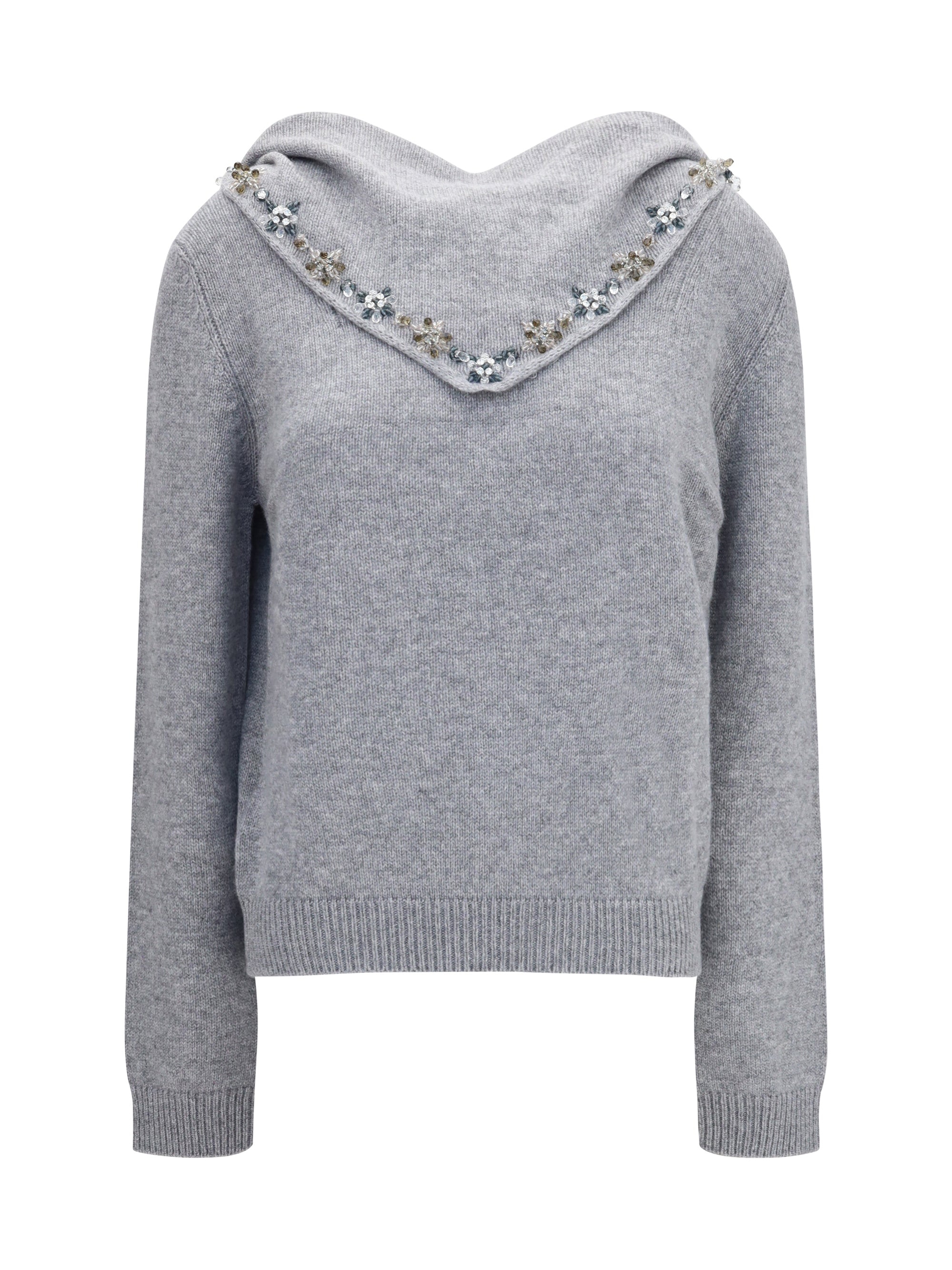 sweater with integrated scarf