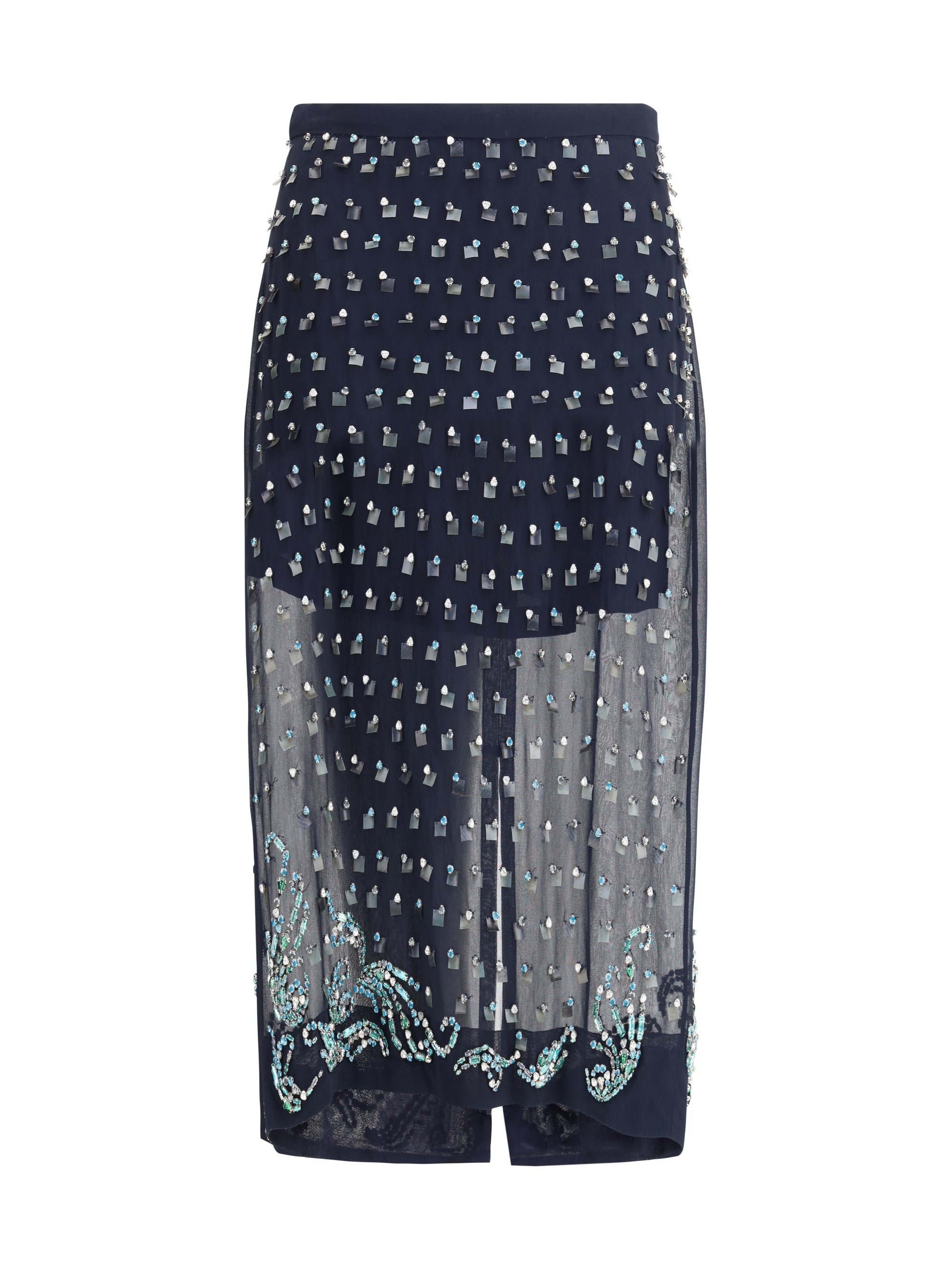 DRIES VAN NOTEN 38 jewel embellishments midi skirt