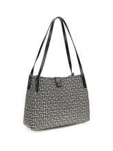 BALMAIN OS jacquard and leather tote bag