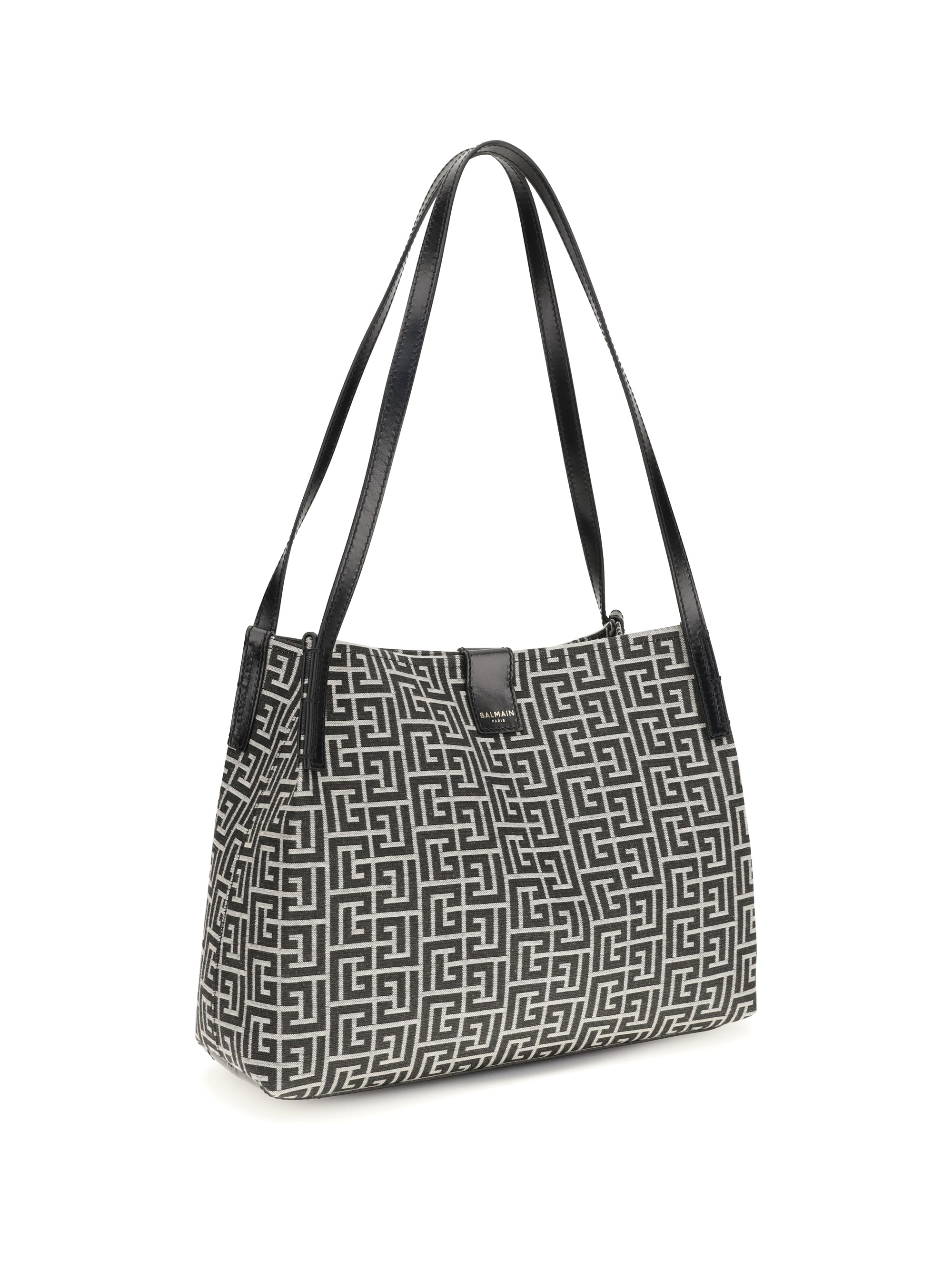 jacquard and leather tote bag