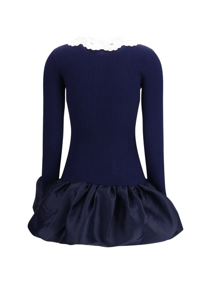 SELF-PORTRAIT M knit taffeta mini dress