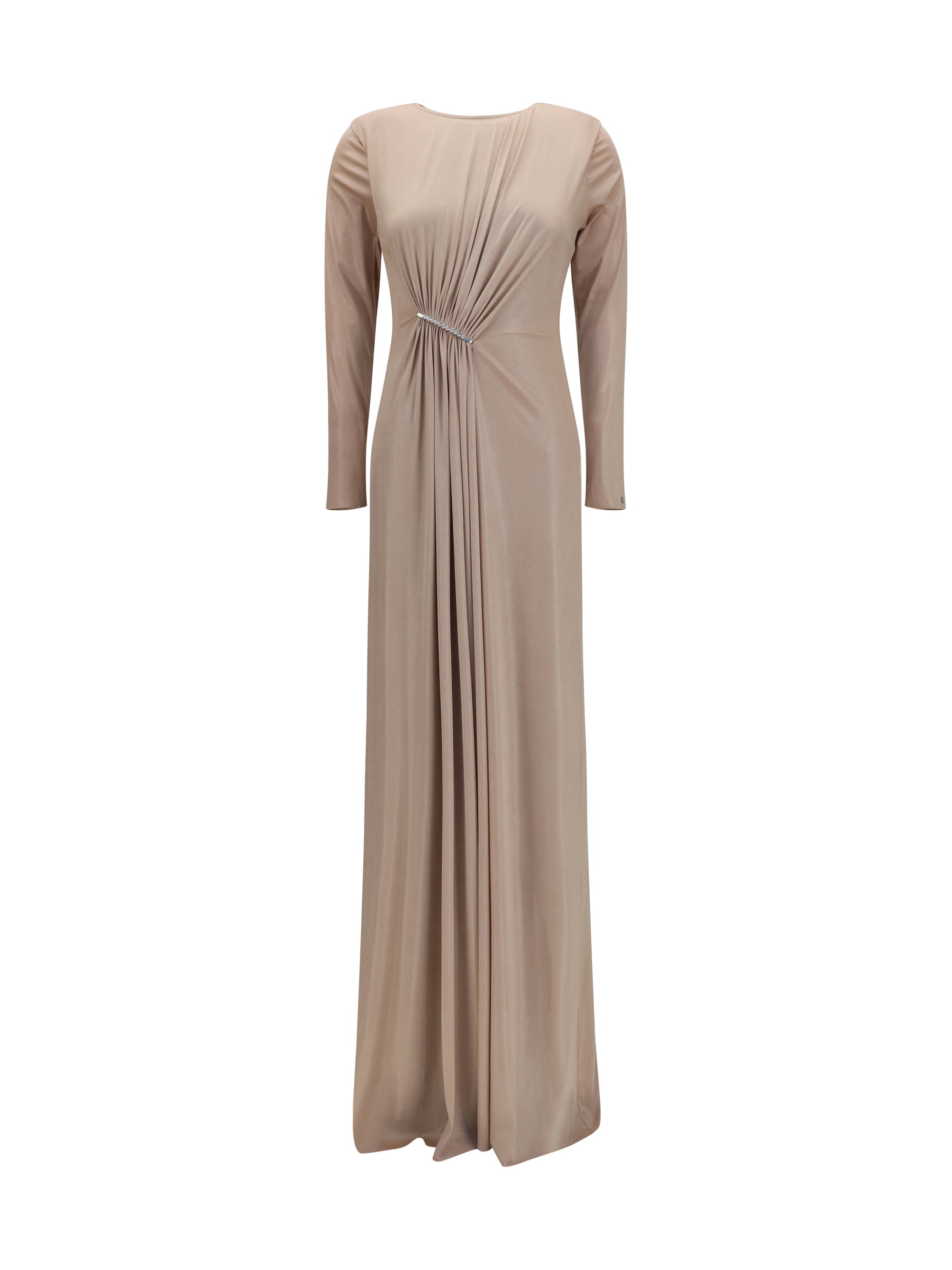 long chiffon dress with crystal detail