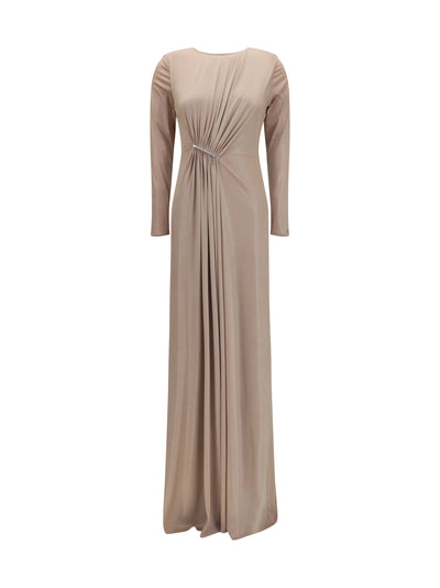 long chiffon dress with crystal detail