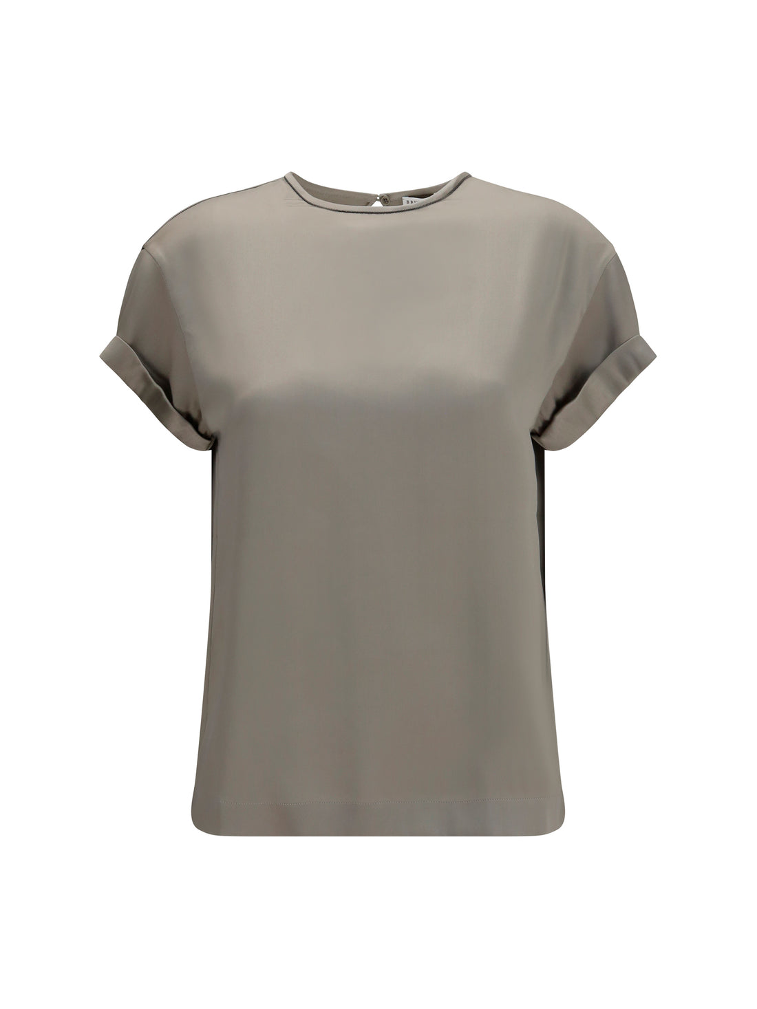 BRUNELLO CUCINELLI M silk blouse with monili chain