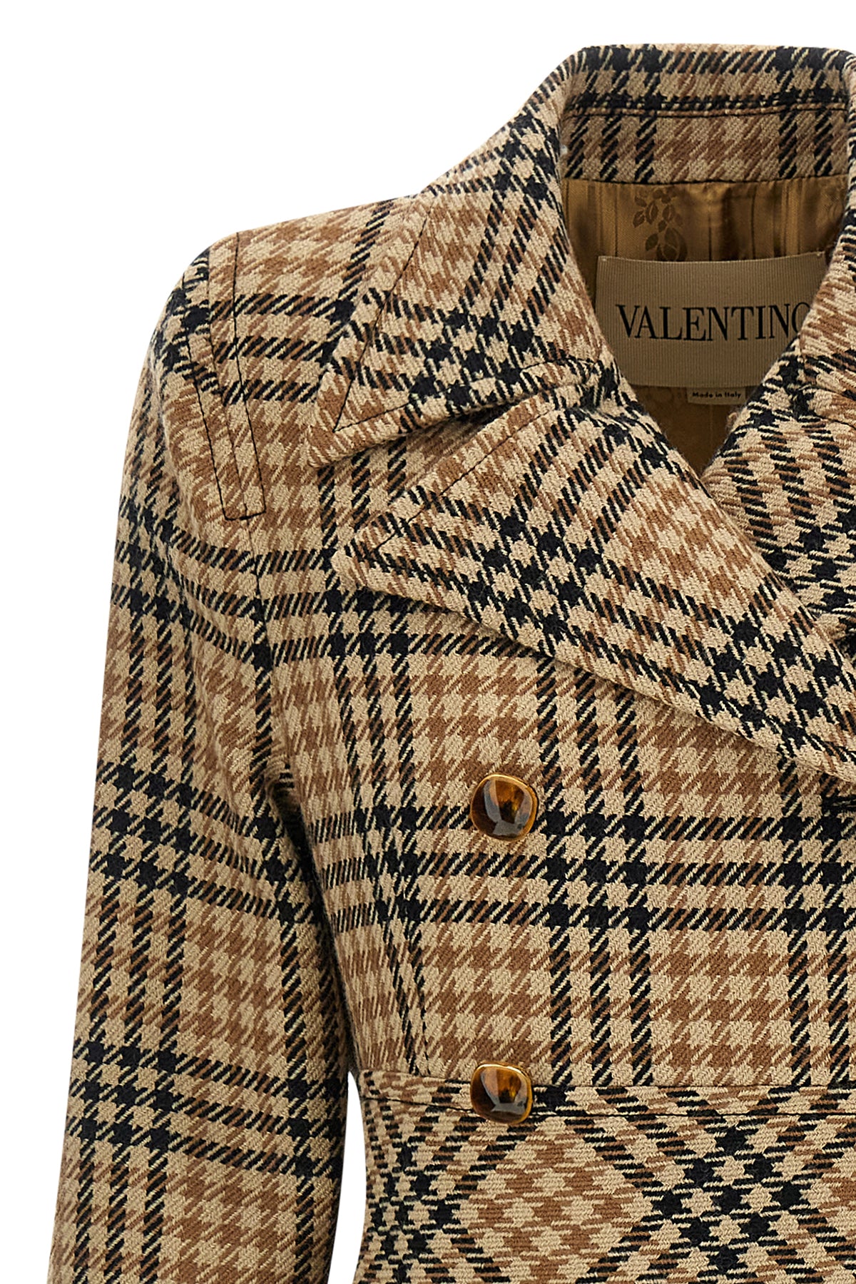 double-breasted virgin wool long coat