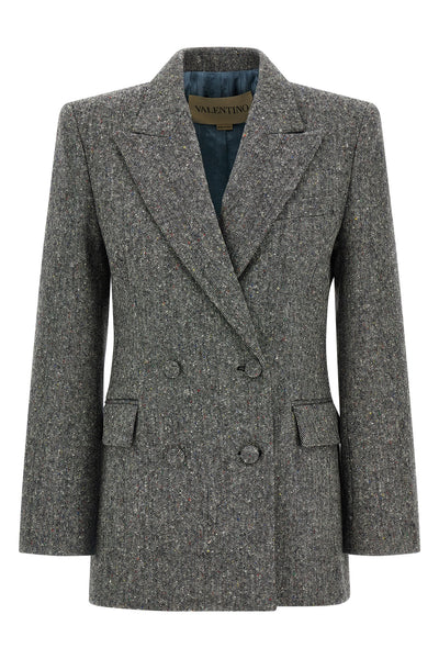 double-breasted blazer in bottonato natte