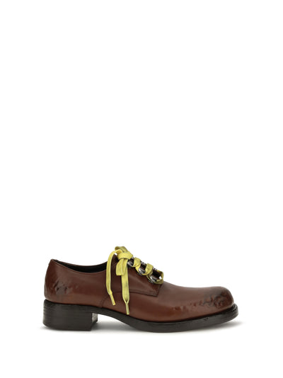 antique leather lace-up loafers