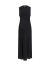 sleeveless long fluid satin dress