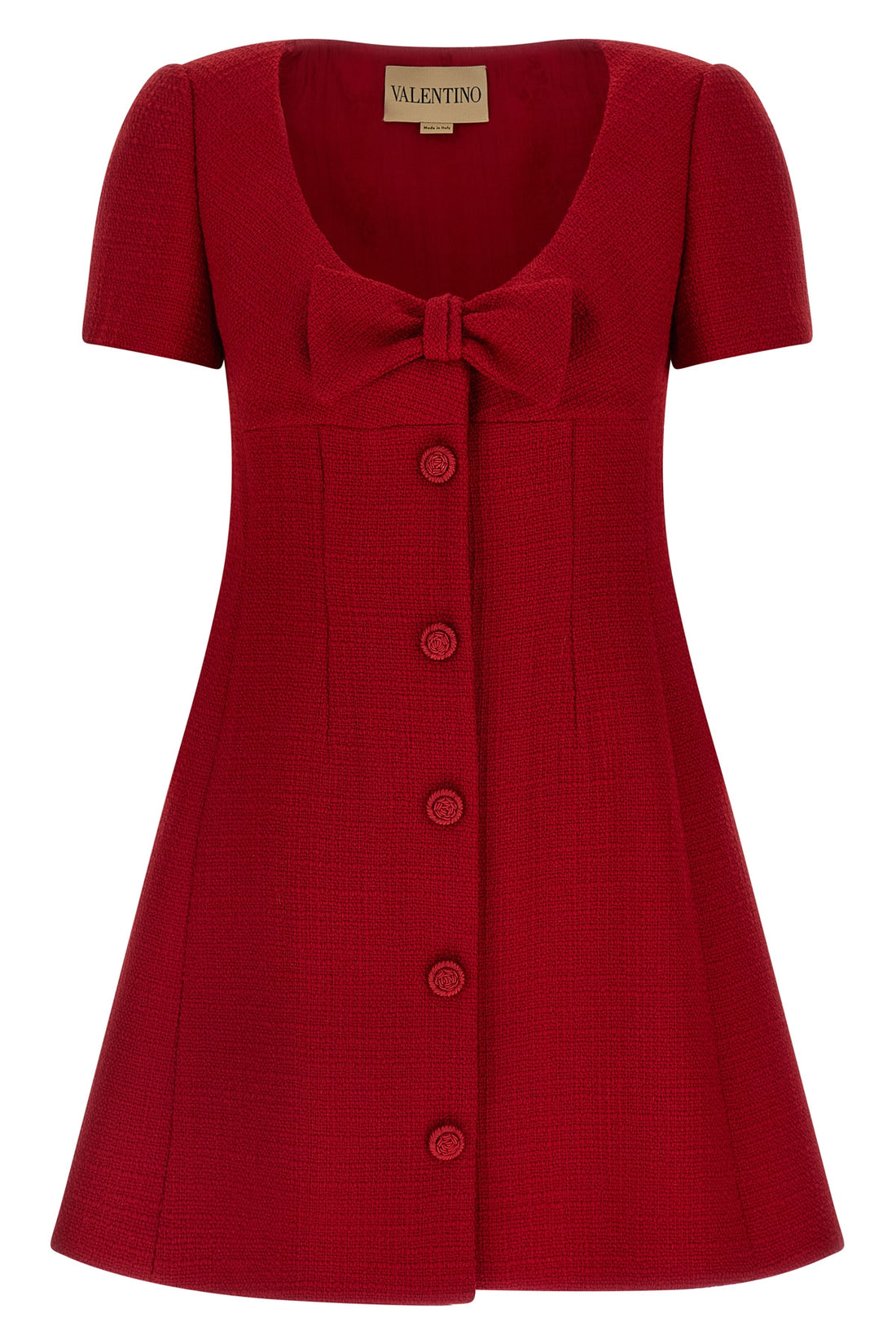 VALENTINO GARAVANI 42 plain wool tweed mini dress