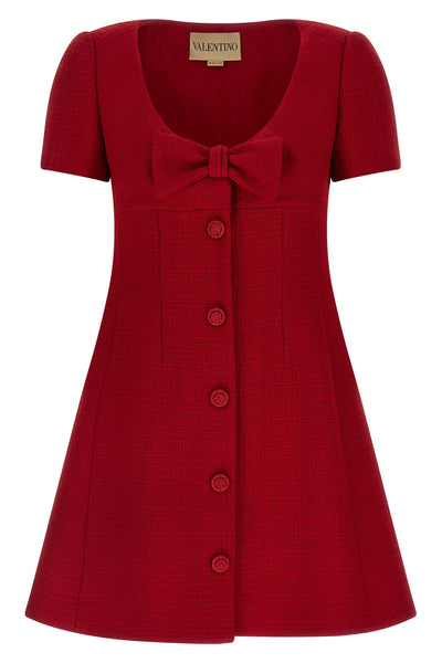 plain wool tweed mini dress