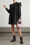 low shaft embroidered western ankle boots in leather-effect fabric