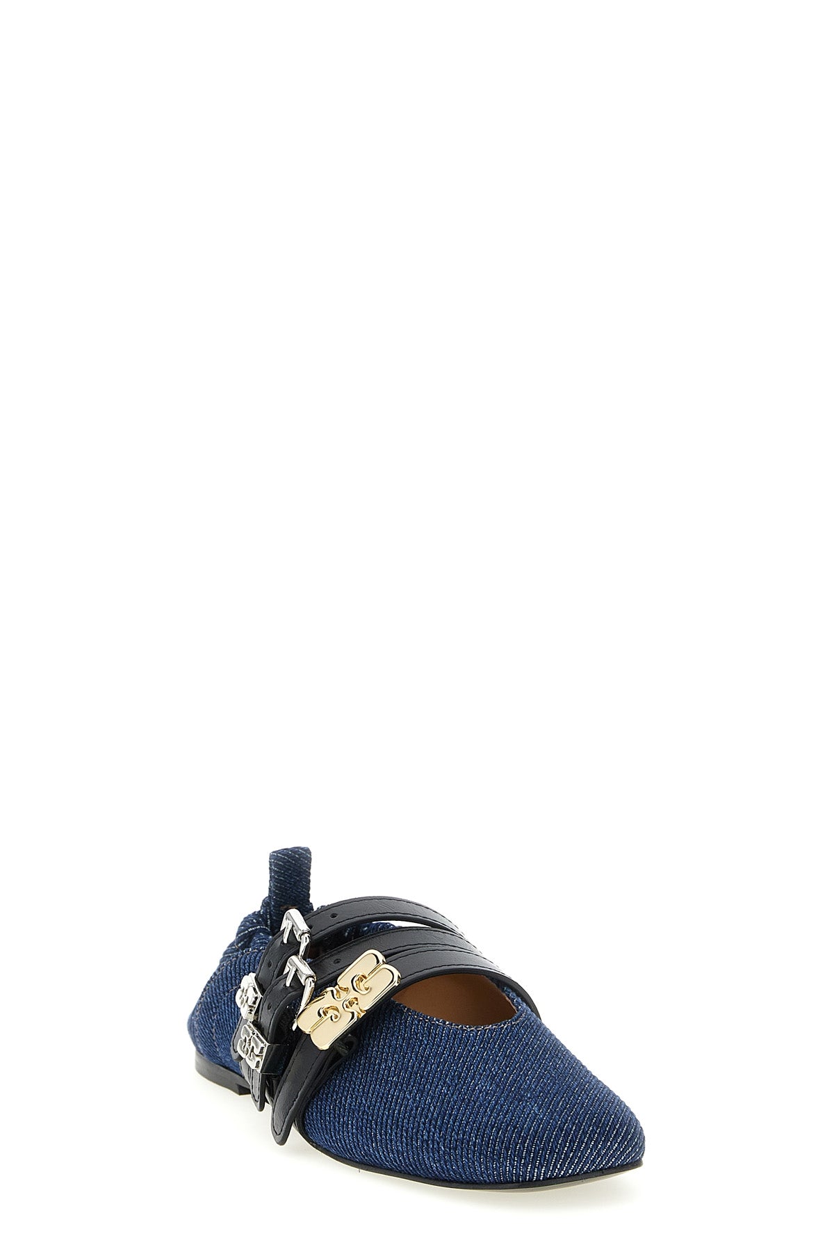 sue triple ballet flats in cotton denim