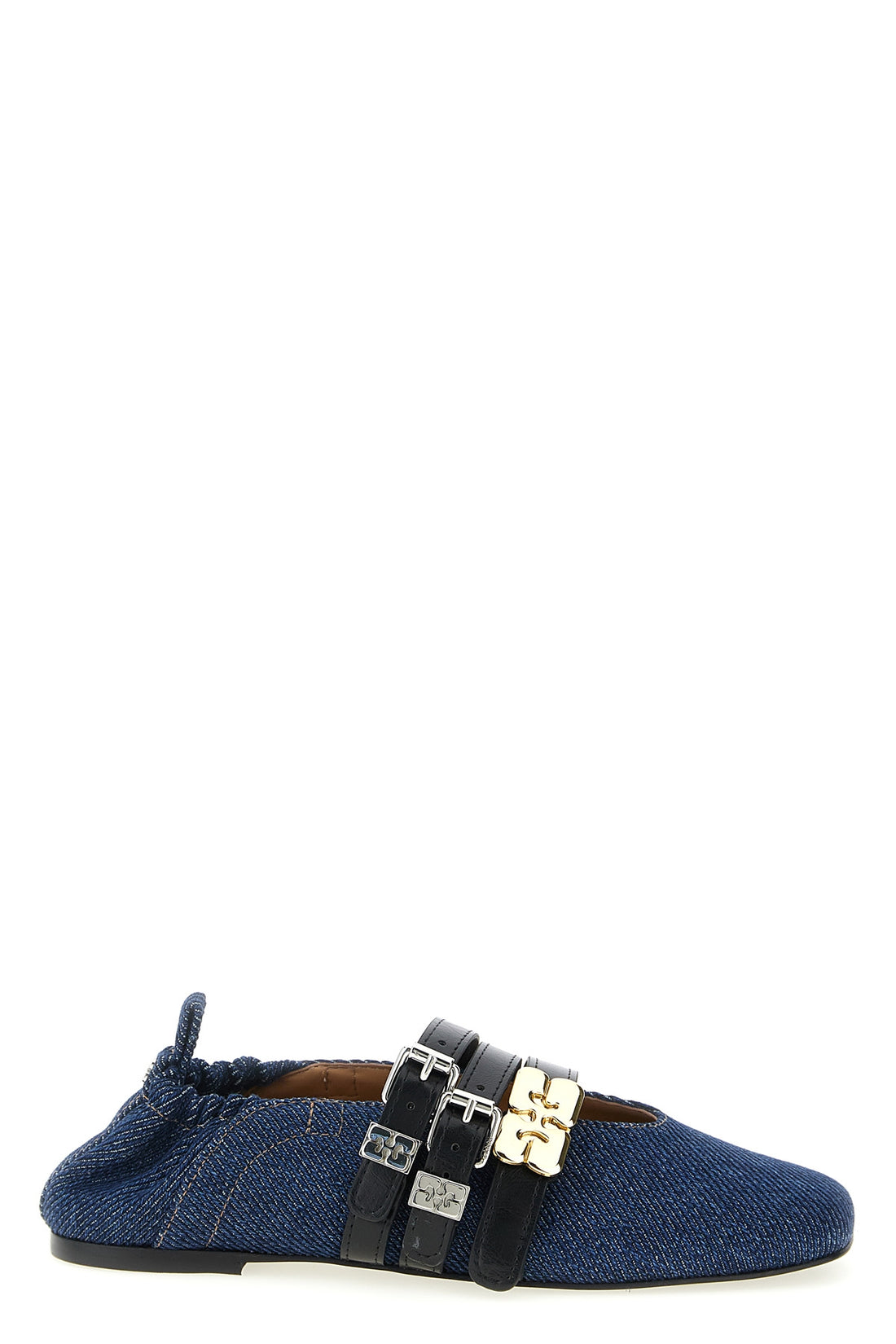 GANNI 36 sue triple ballet flats in cotton denim