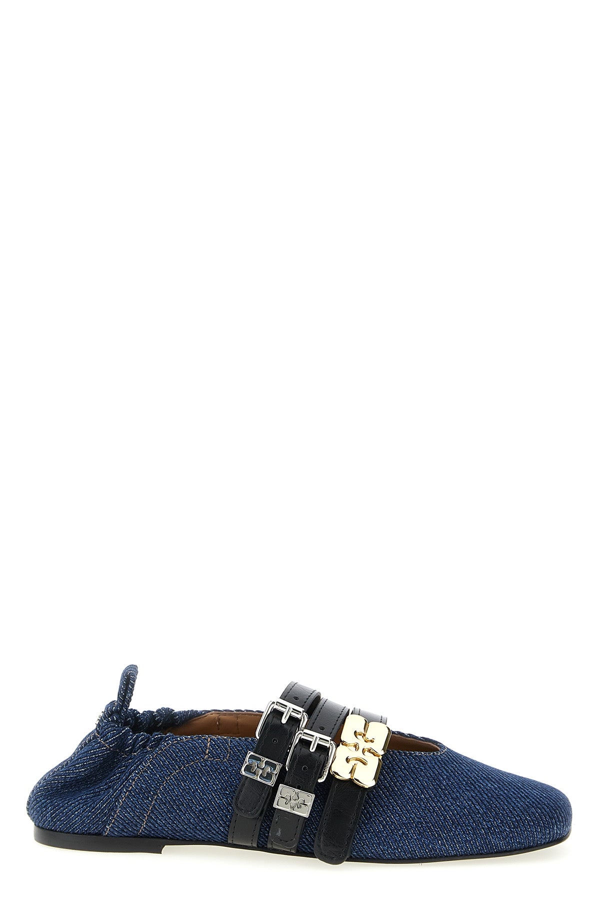 sue triple ballet flats in cotton denim