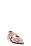 feminine buckle fringed denim slingbacks in garment-dyed cotton denim
