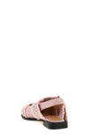 feminine buckle fringed denim slingbacks in garment-dyed cotton denim