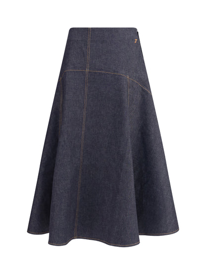 JACQUEMUS 27 denim midi skirt 