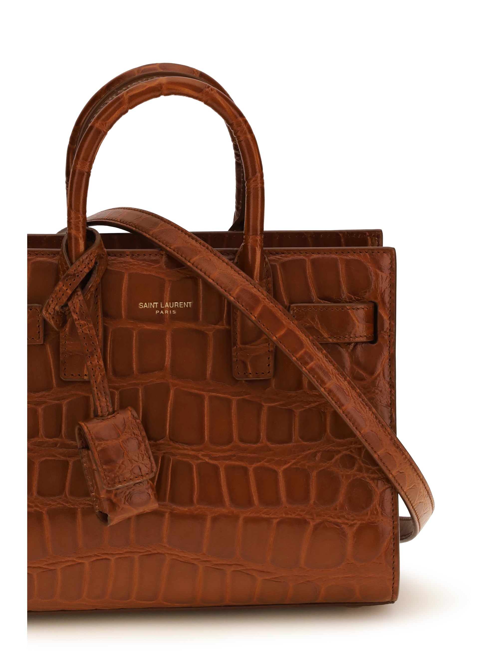 sac de jour handbag in crocodile-embossed leather