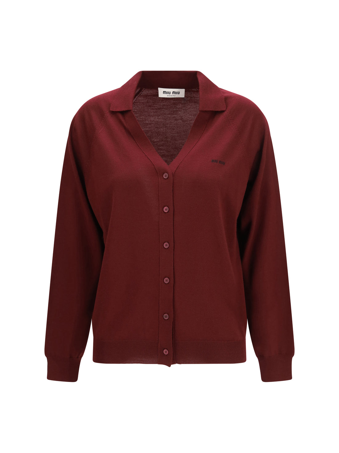 MIU MIU 40 virgin wool cardigan with a collar