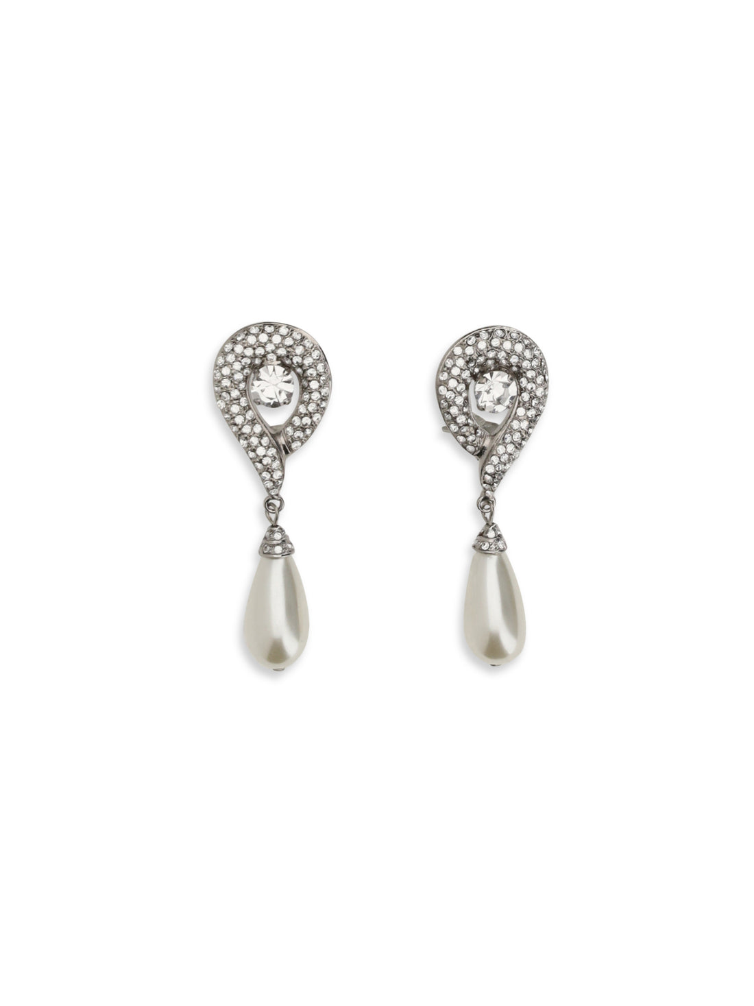 ALESSANDRA RICH OS crystal earrings with pearl pendants