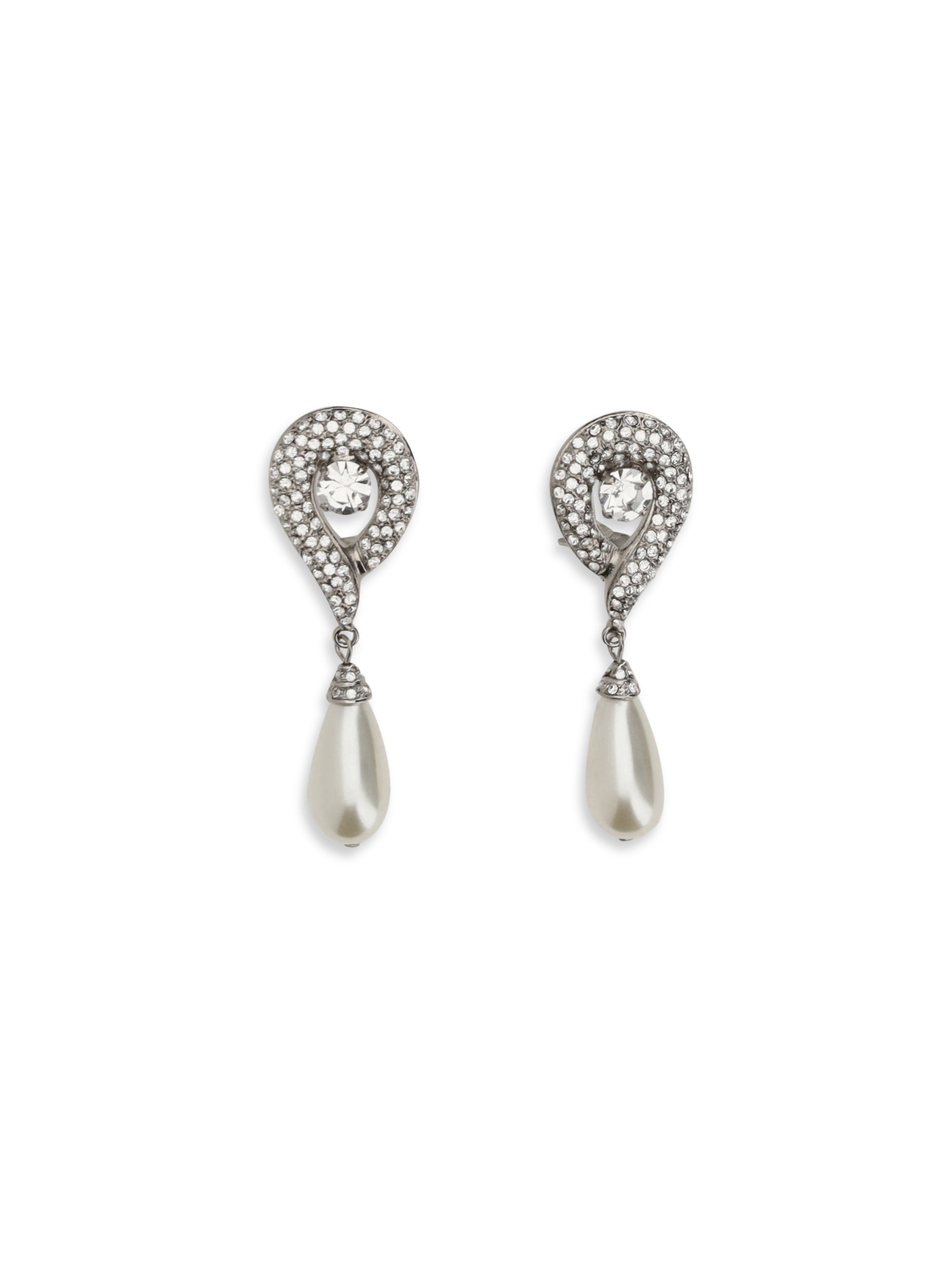 crystal earrings with pearl pendants