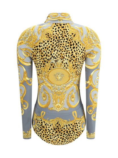 VERSACE 40 leopard draped bodysuit 