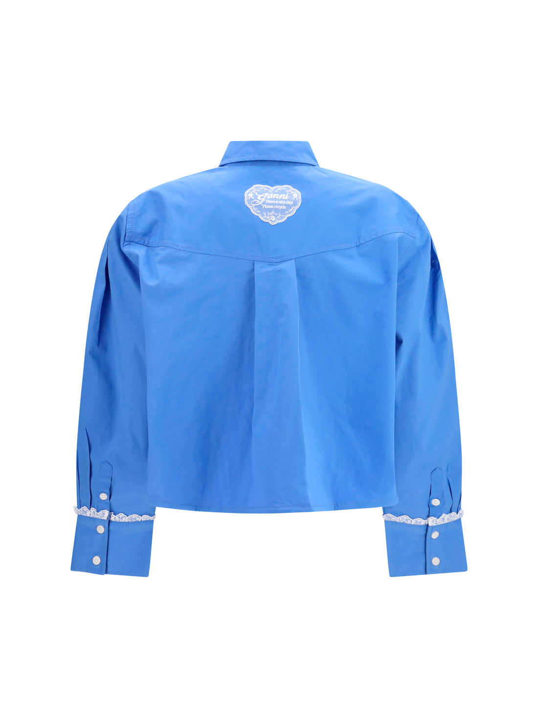 GANNI 36 cotton shirt with lace details