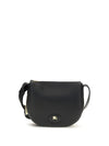 embossed leather shoulder bag with logo patch